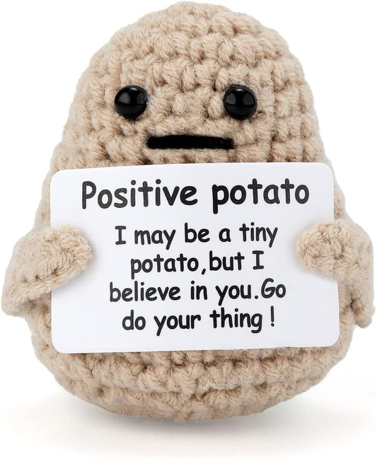 Mini Funny Knitted Wool Potato Toy with Positive Card - Cheer Up Gift