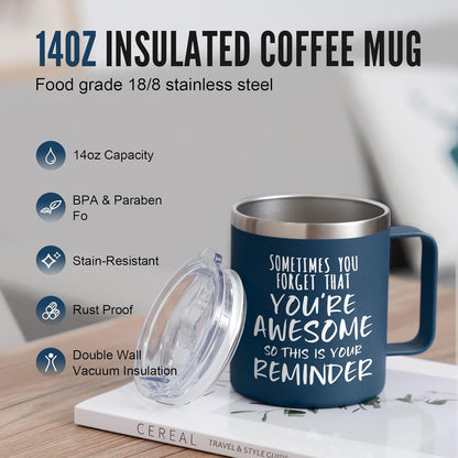 NOWWISH Inspirational 14oz Navy Blue Coffee Mug – Perfect Gifts for Men