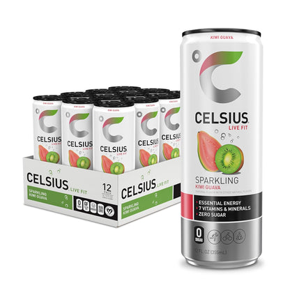 CELSIUS Sparkling Kiwi Guava – Essential Energy Drink, 12 Fl Oz (Pack of 12)