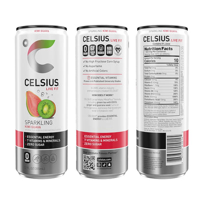 CELSIUS Sparkling Kiwi Guava – Essential Energy Drink, 12 Fl Oz (Pack of 12)